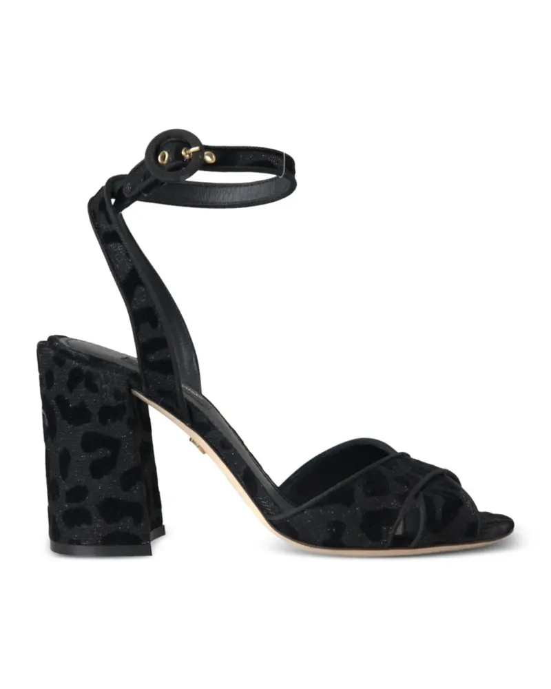 Dolce & Gabbana Sandalen mit Animal-Print und Glitterdetail - Schwarz Schwarz