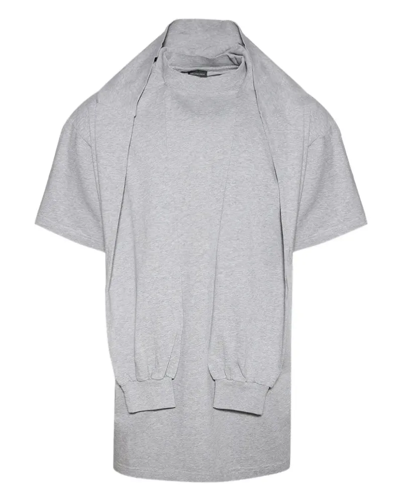 Balenciaga Incognito T-Shirt im Layering-Look mit Kapuze - Grau Grau