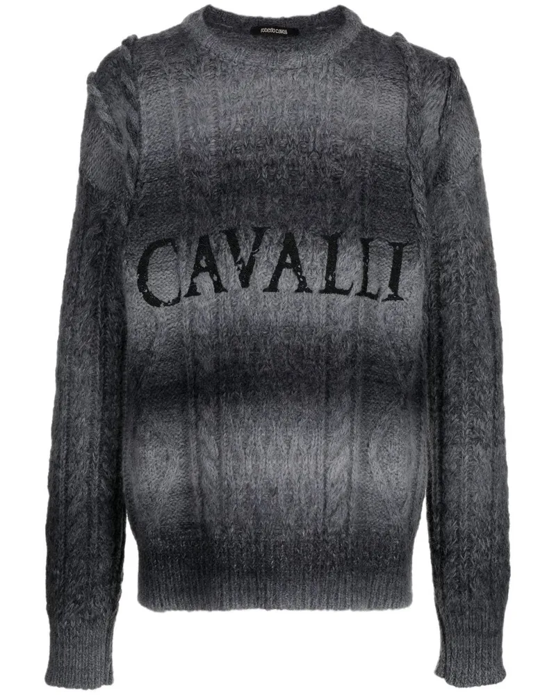 Roberto Cavalli Pullover mit Logo-Print Grau