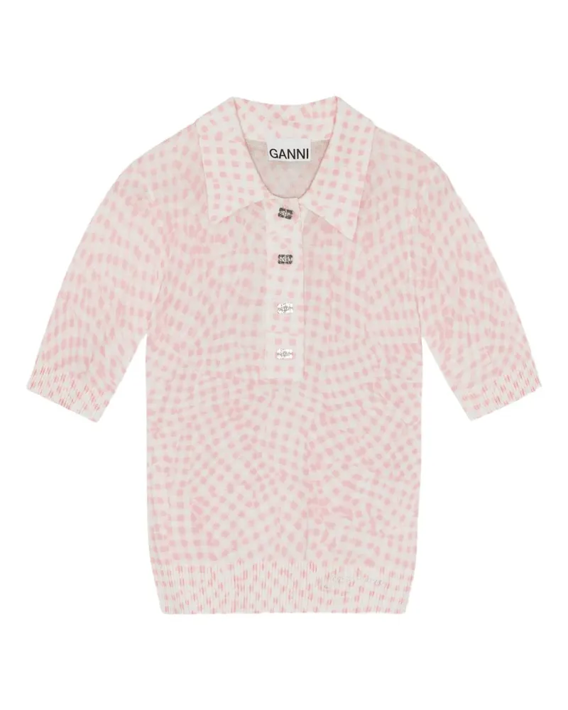 Ganni Oberteil mit Jacquardmuster - Rosa Rosa