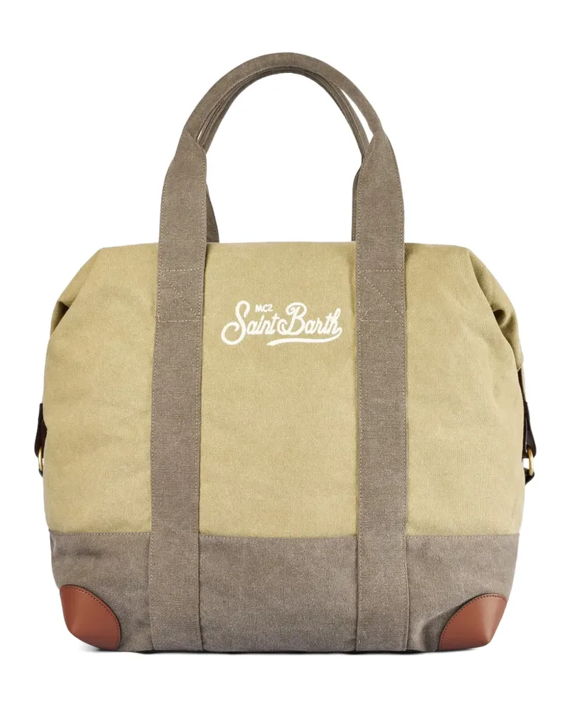 MC2 Saint Barth Travel duffle logo-embroidered canvas holdall - Nude Nude
