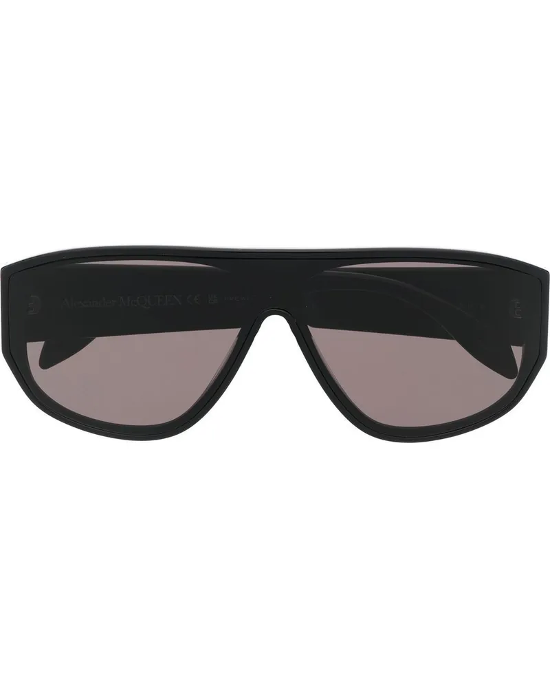 Alexander McQueen Eckige Sonnenbrille mit Graffiti-Print - Schwarz Schwarz