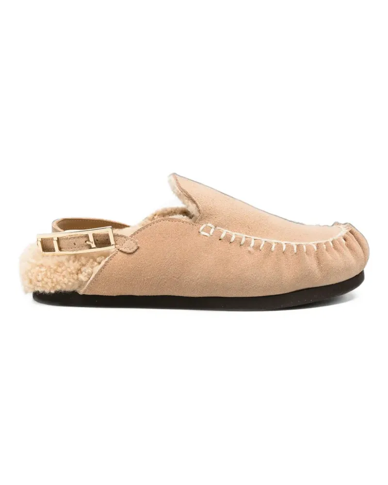 Fabiana Filippi Mules mit Shearling-Futter und Ziernähten - Nude Nude