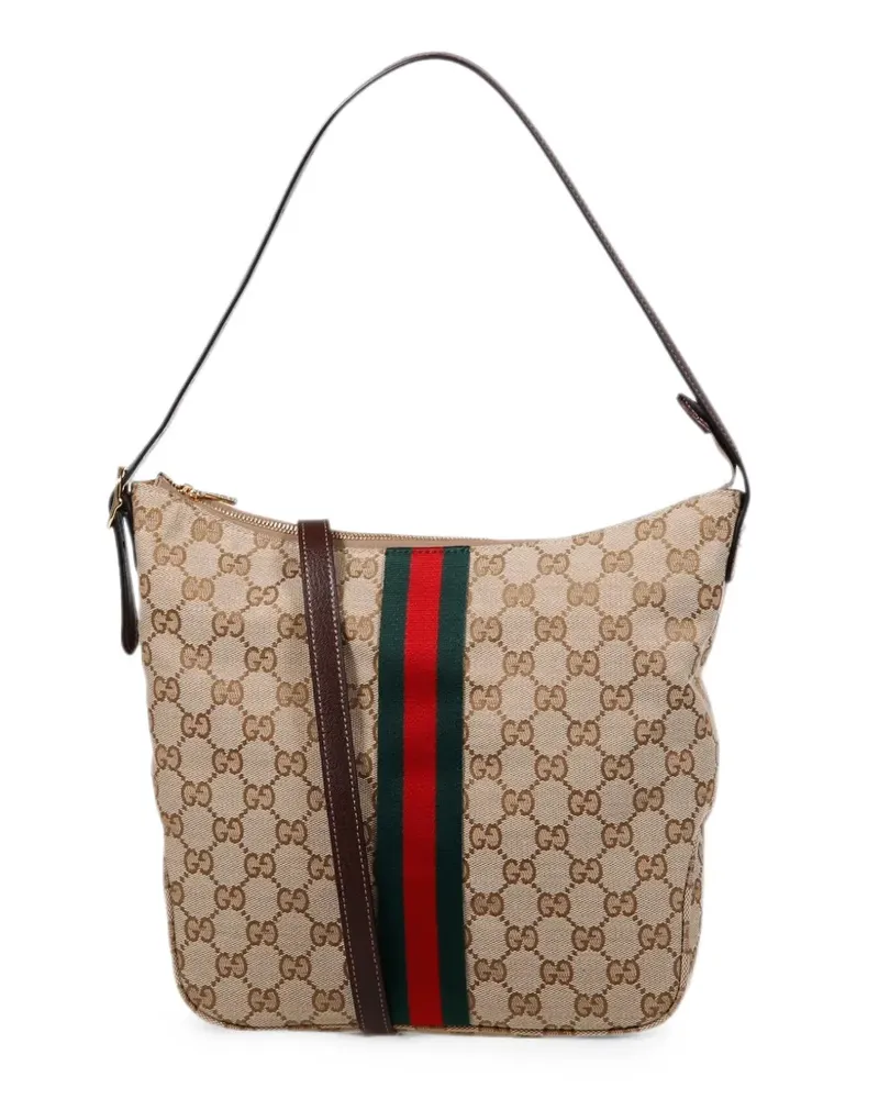 Gucci medium GG Supreme Web-stripe messenger bag - Braun Braun