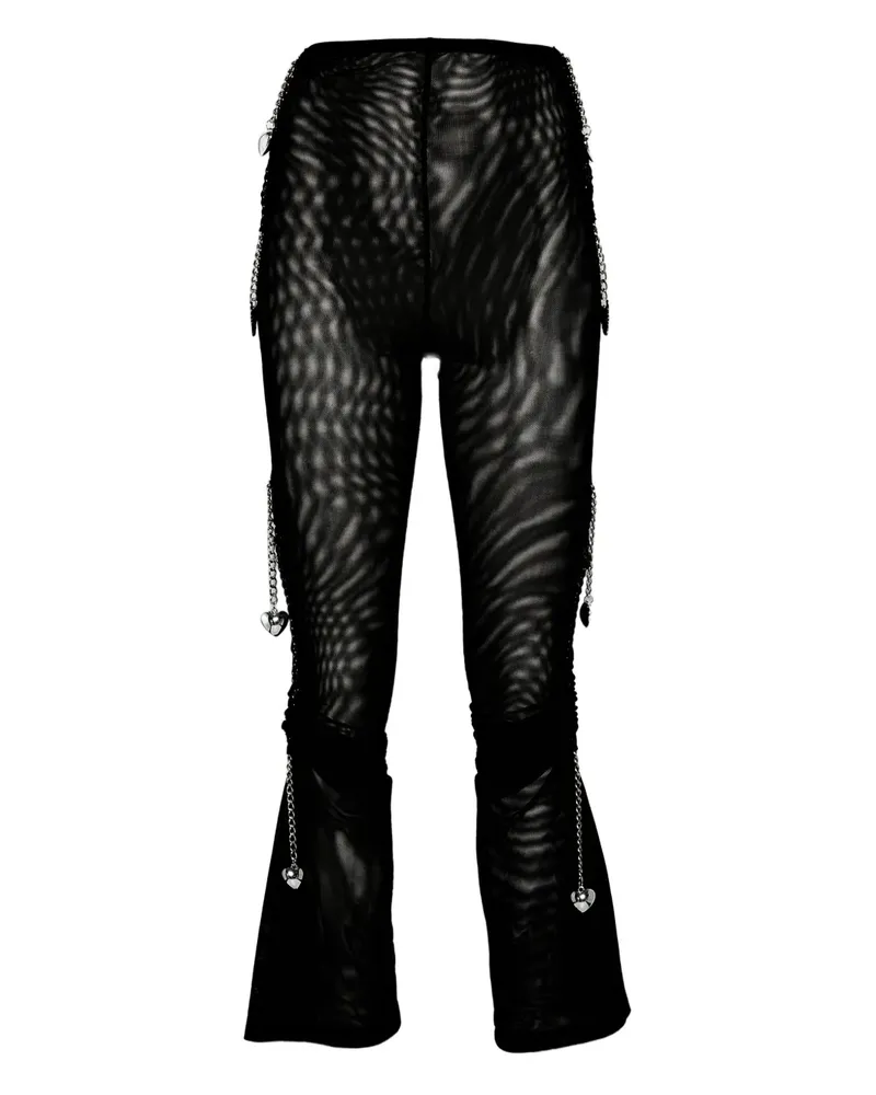 CHOPOVA LOWENA Ausgestellte Mesh-Hose mit Zierkette - Schwarz Schwarz