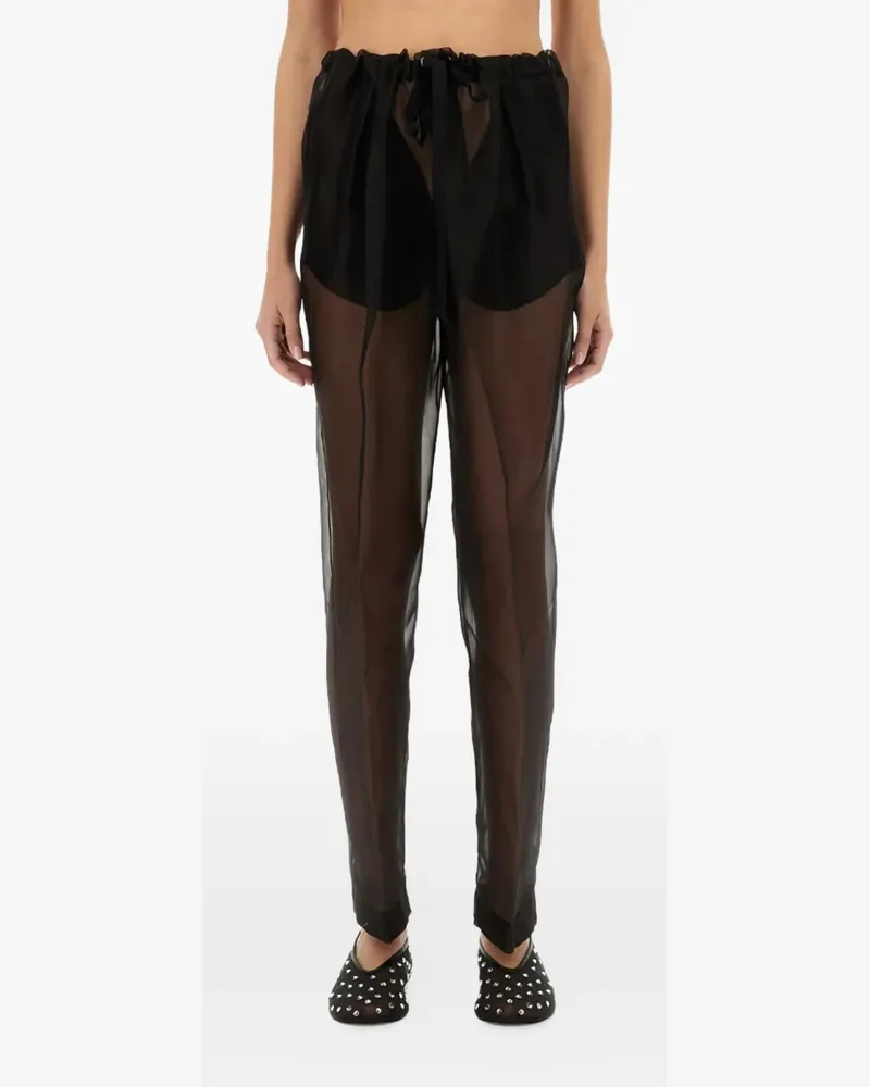 KHAITE Semi-transparente Hose mit Kordelzug - Schwarz Schwarz