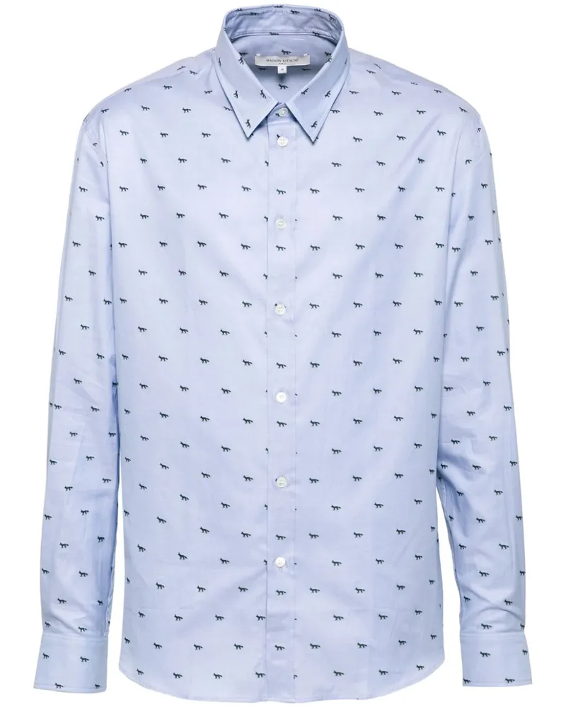 Kitsuné Hemd mit Fuchs-Print - Blau Blau