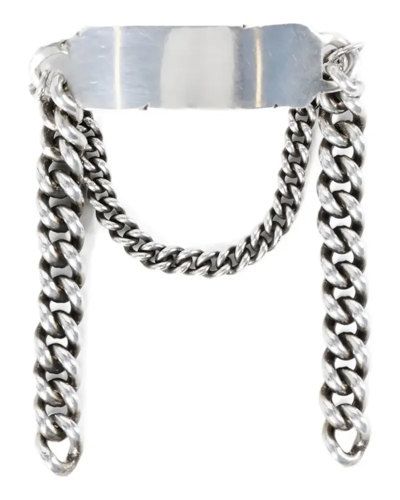 Ann Demeulemeester Silberarmband mit graviertem Schild Silber
