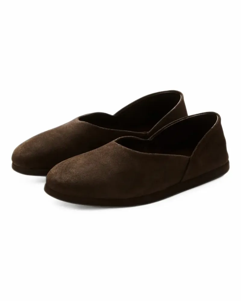 Stoffa vegetable-tanned suede slippers - Braun Braun