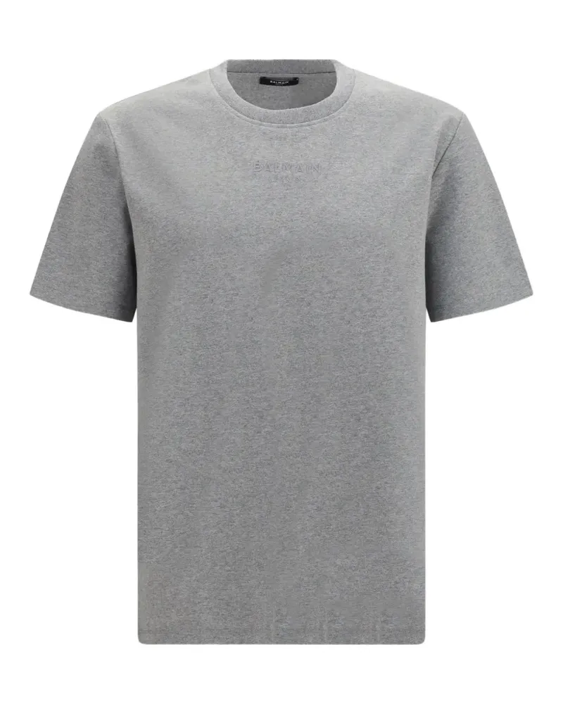 Balmain embroidered logo-patch T-shirt - Grau Grau