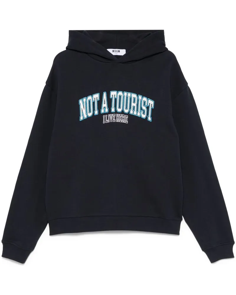 MSGM Hoodie mit Not a Tourist-Patch - Blau Blau