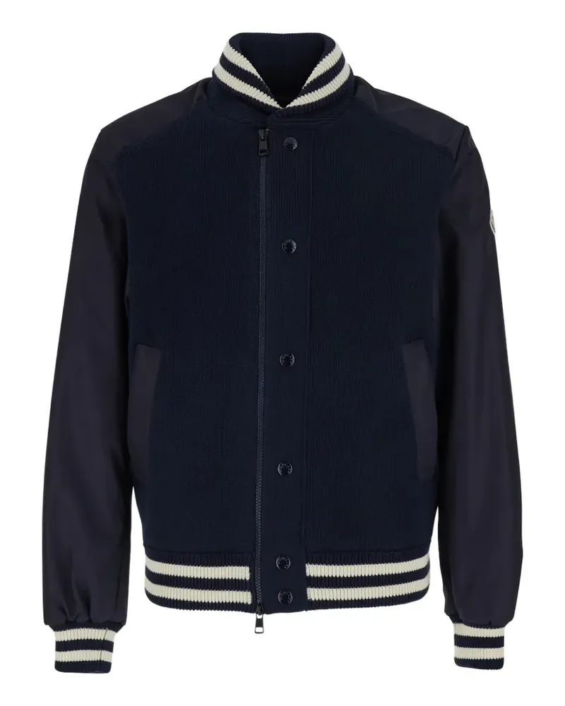 Moncler striped-trim panelled jacket - Blau Blau