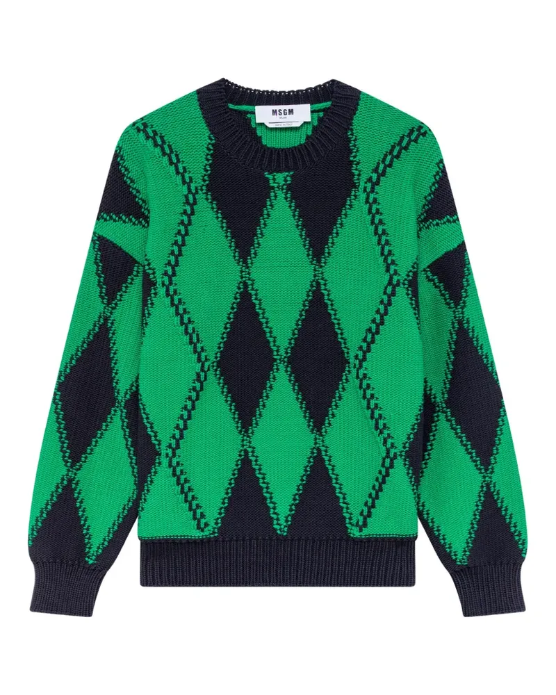 MSGM Pullover mit Argyle-Muster - Grün Grün