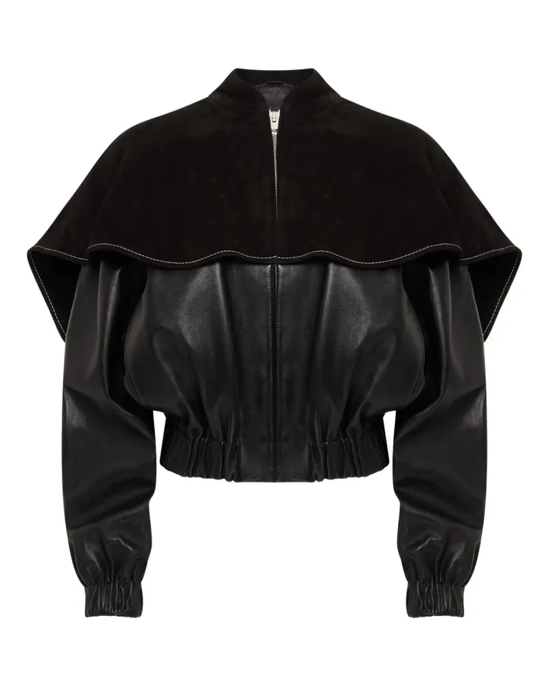 J.W.Anderson Lederjacke mit Oversized-Kragen - Schwarz Schwarz