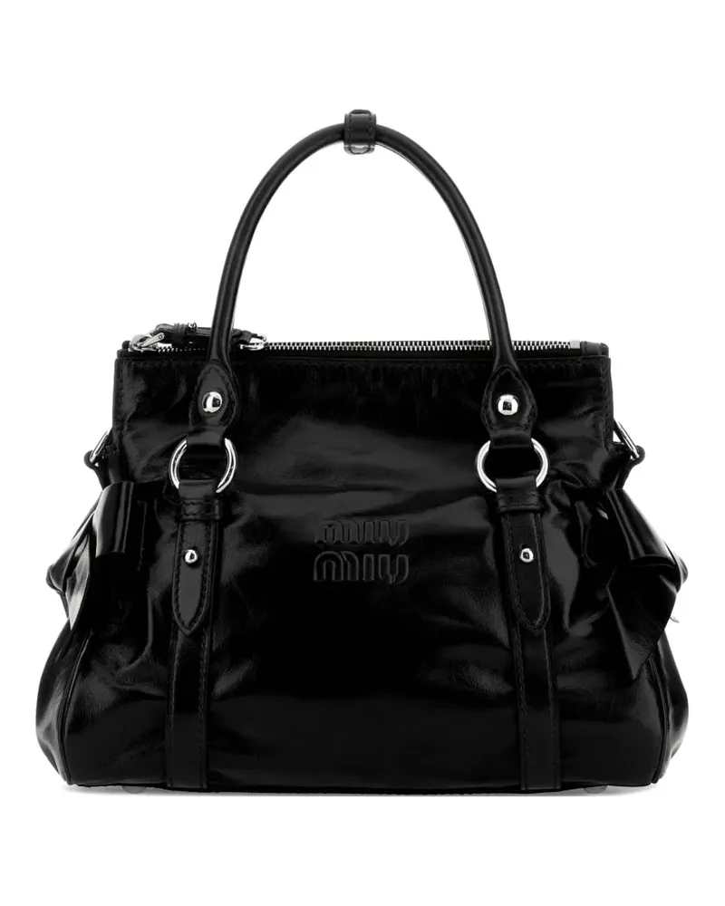 Miu Miu bow-detail leather tote bag - Schwarz Schwarz