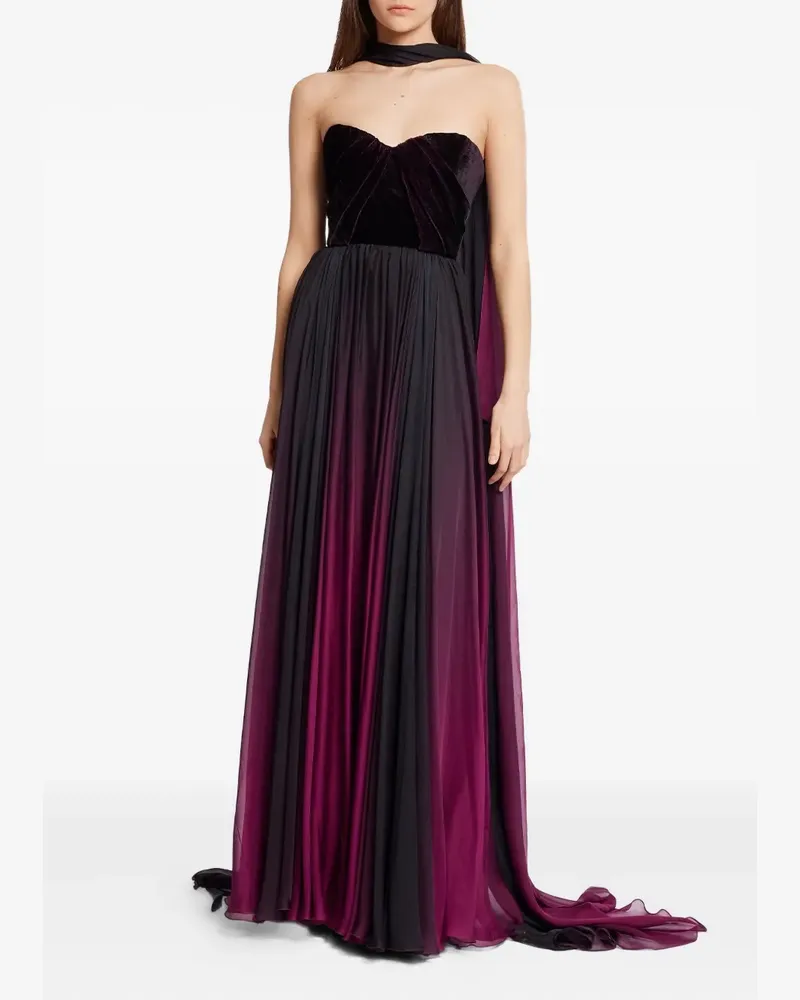 Elie Saab Maxikleid mit Samteinsatz - Schwarz Schwarz