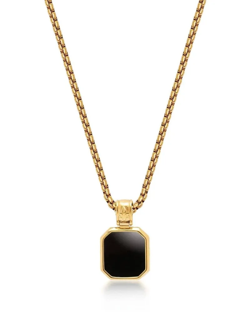Nialaya Halskette mit eckigem Onyx-Anhänger - Gold Gold