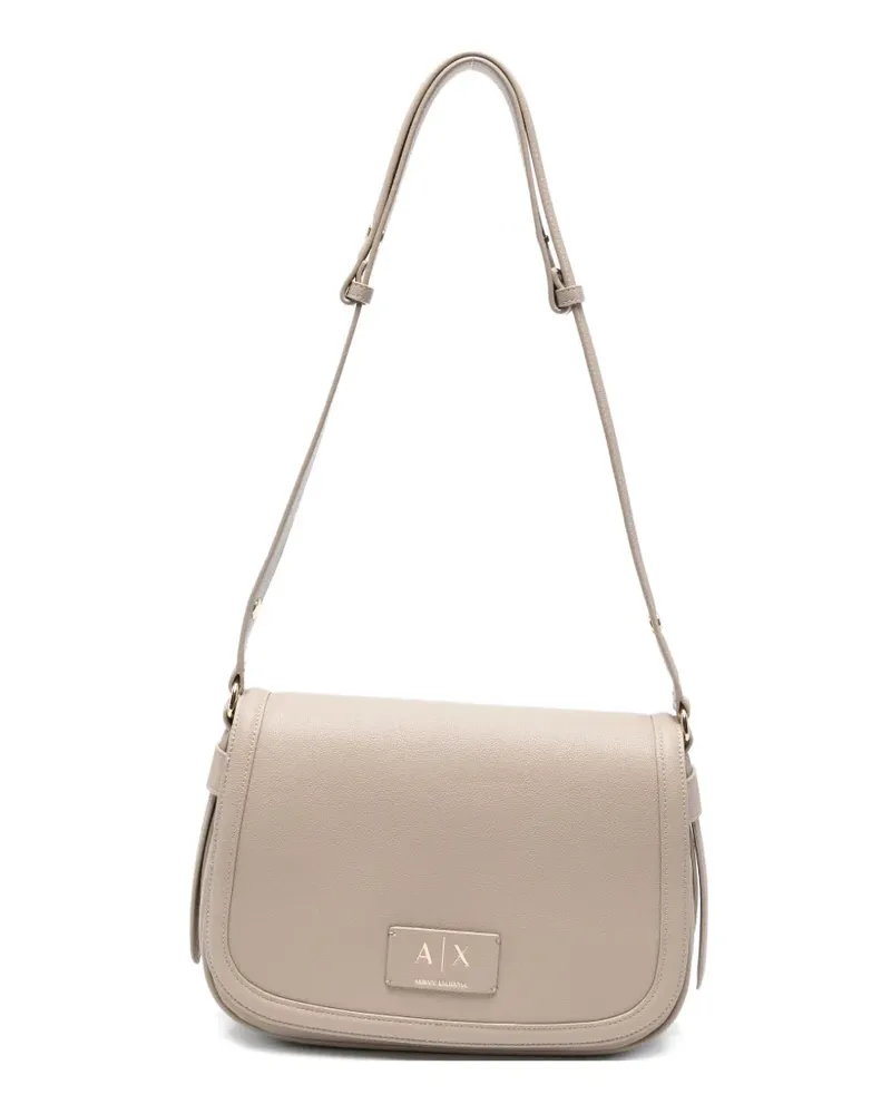 Armani Exchange logo-patch shoulder bag - Nude Nude