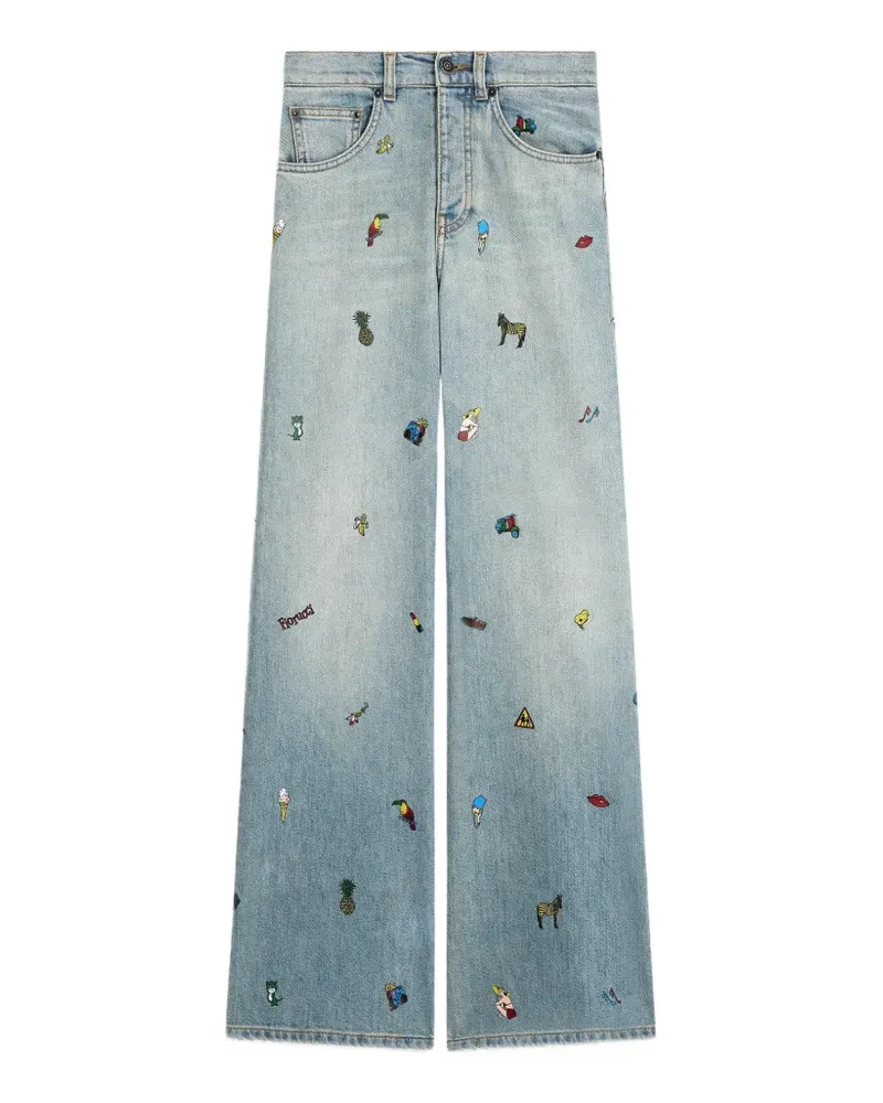 Fiorucci toys-print wide jeans - Blau Blau