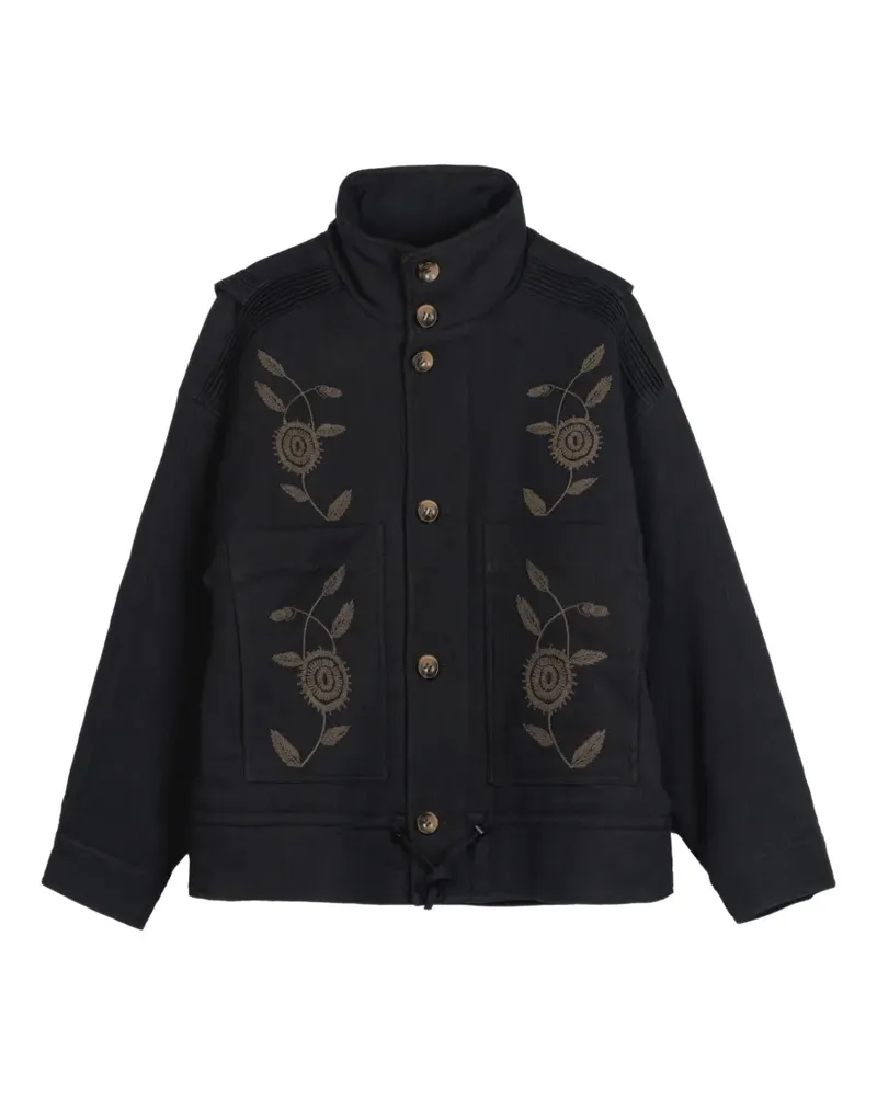 Antik Batik Aristide floral-embroidered jacket - Schwarz Schwarz