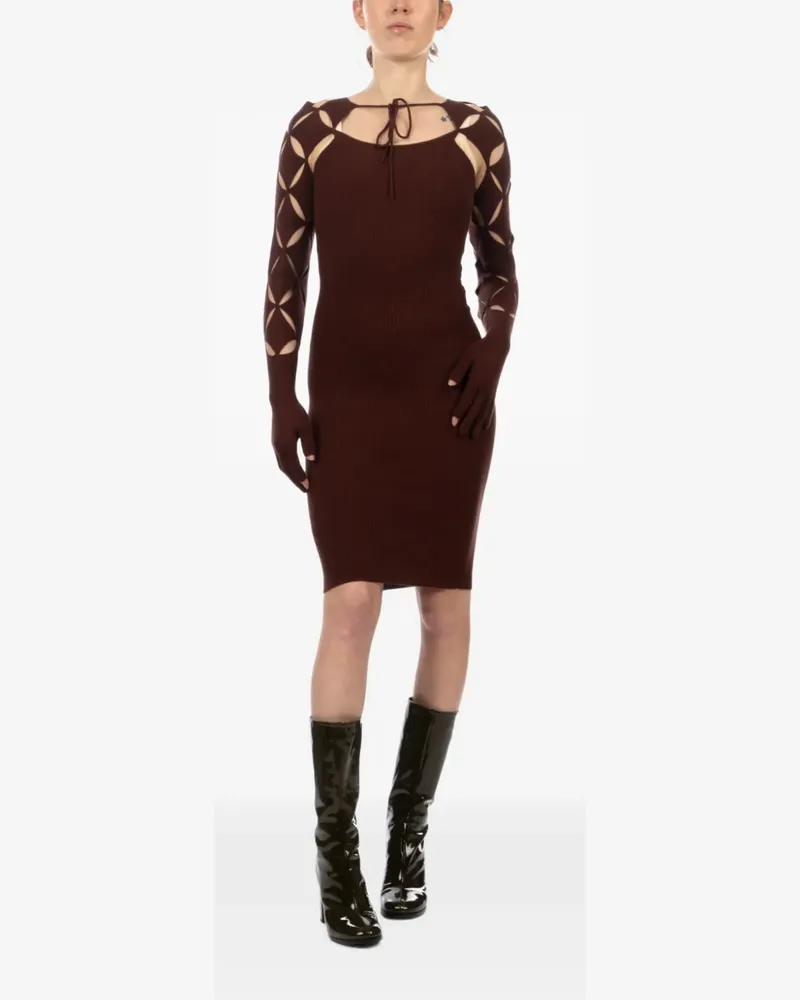 Isa Boulder Argyle-sleeve cut-out mini dress - Braun Braun