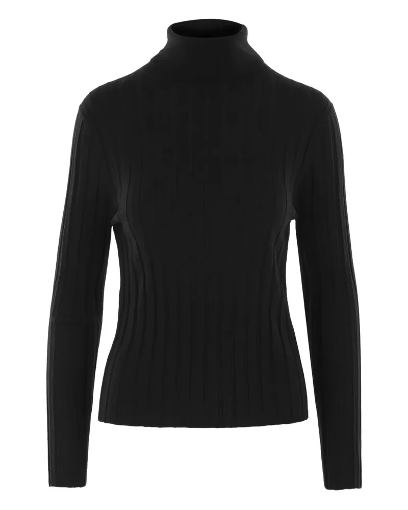 ALLUDE Gerippter Rollkragenpullover - Schwarz Schwarz