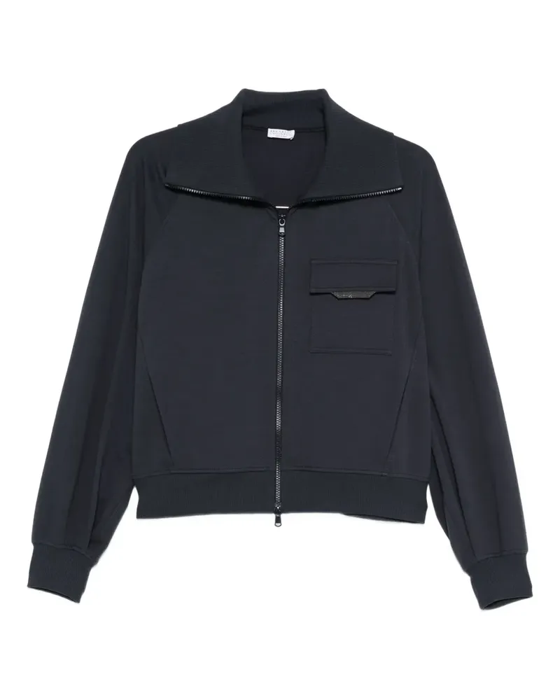Brunello Cucinelli Reißverschluss-Oberteil mit aufgesetzter Tasche - Blau Blau