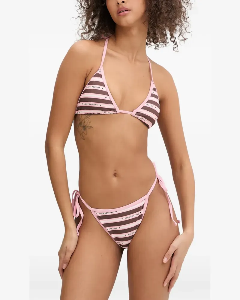 Juicy Couture logo-print striped bikini - Braun Braun