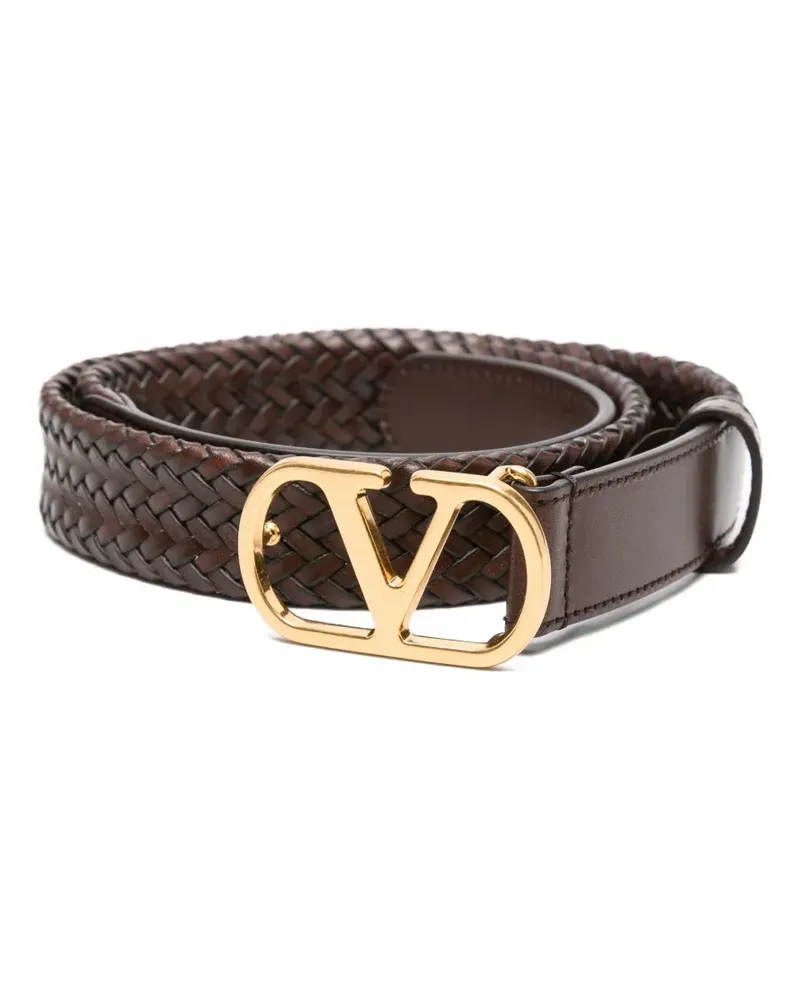 Valentino Garavani Geflochtener Gürtel mit VLogo - Braun Braun