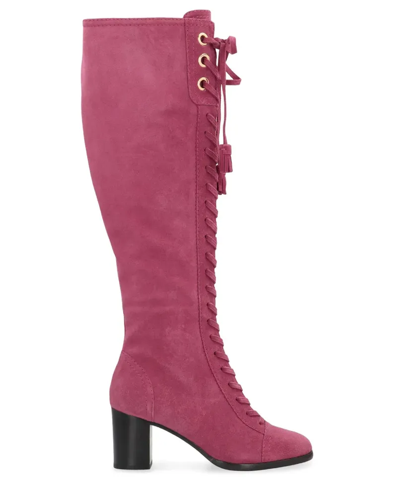 Alberta Ferretti lace-up suede boots - Rosa Rosa