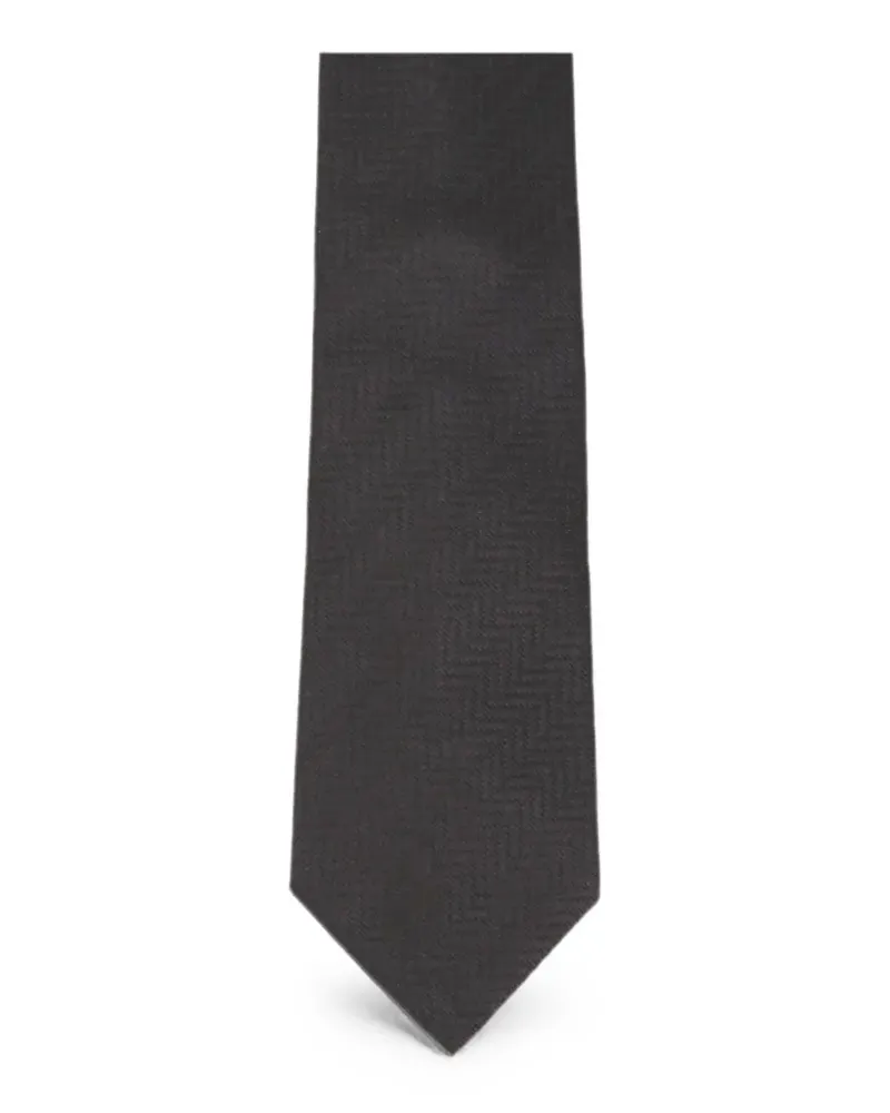 Tom Ford herringbone-pattern tie - Schwarz Schwarz