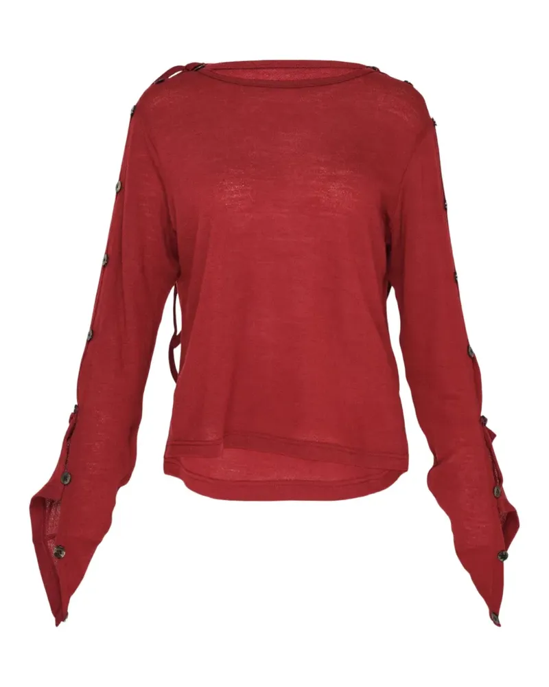 Yohji Yamamoto button-up boat-neck sweater - Rot Rot