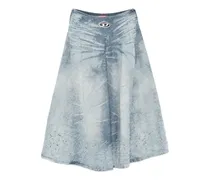 Acid-Wash-Jeansrock in A-Linie mit Logo-Schild - Blau