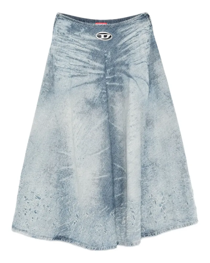 Diesel acid-wash logo-plaque denim midi A-line skirt - Blau Blau
