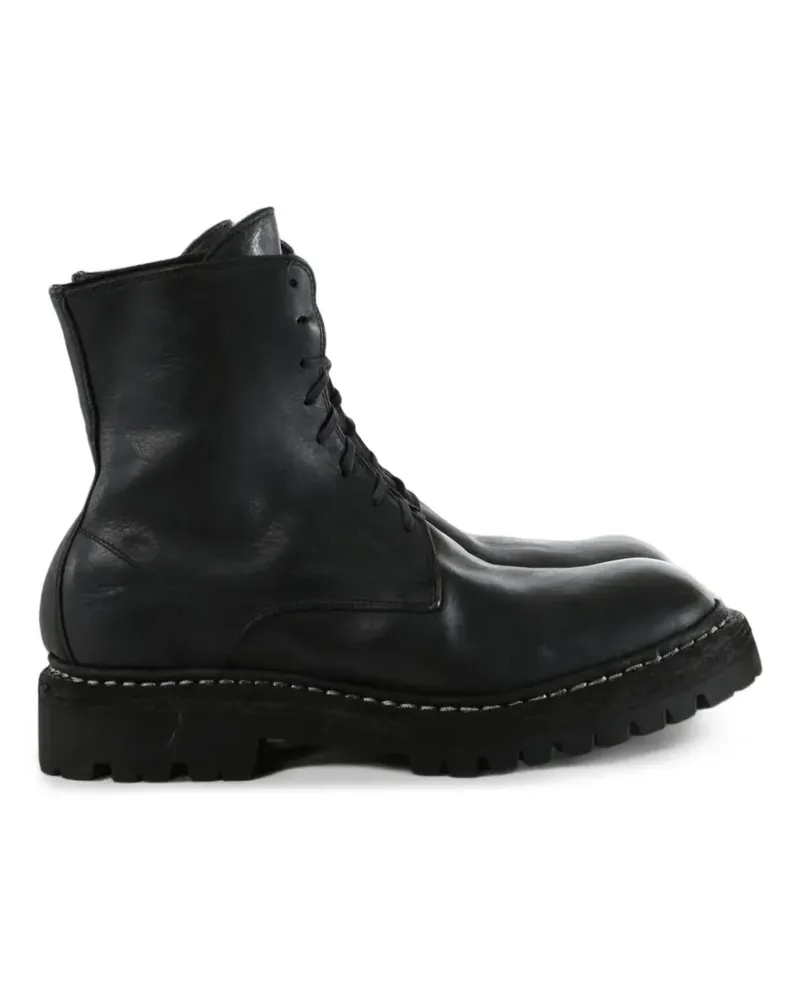 GUIDI Bikerstiefel mit Schnürung - Schwarz Schwarz