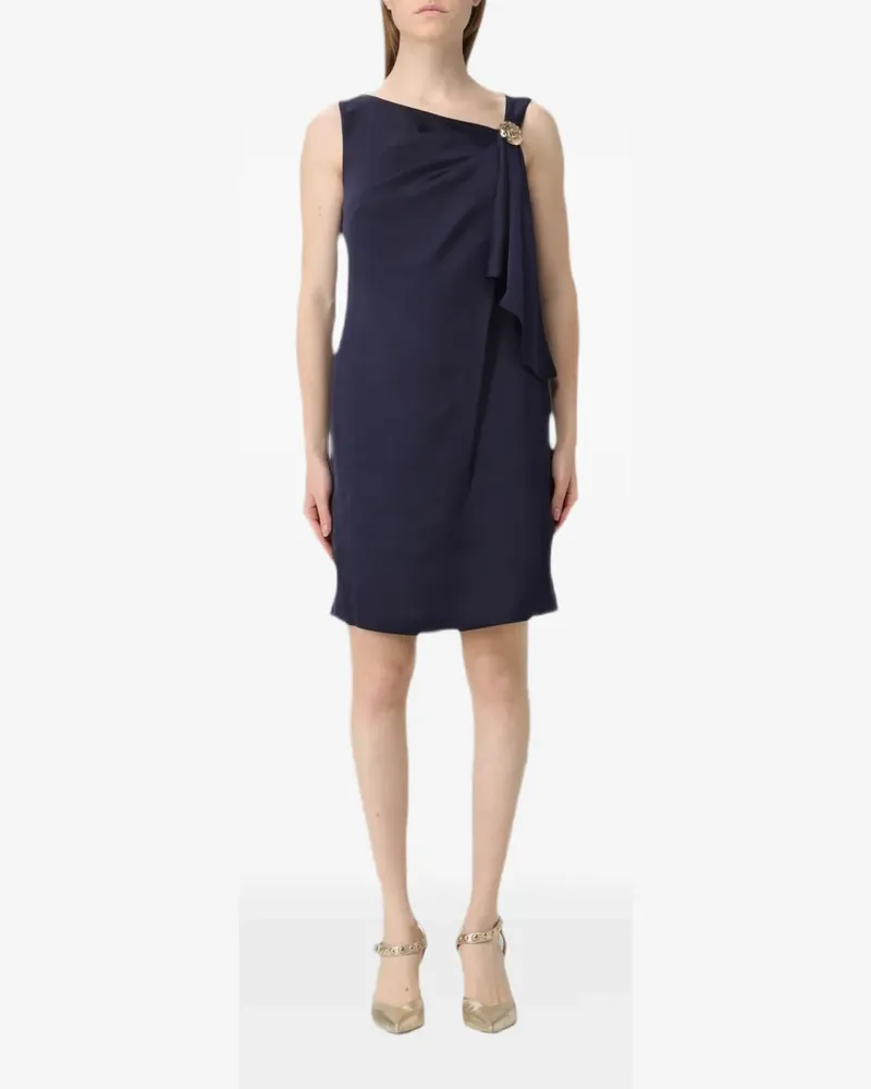Ralph Lauren draped logo-button mini dress - Blau Blau