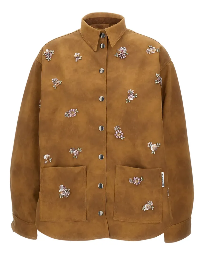 Des Phemmes crystal-flower embellished jacket - Braun Braun