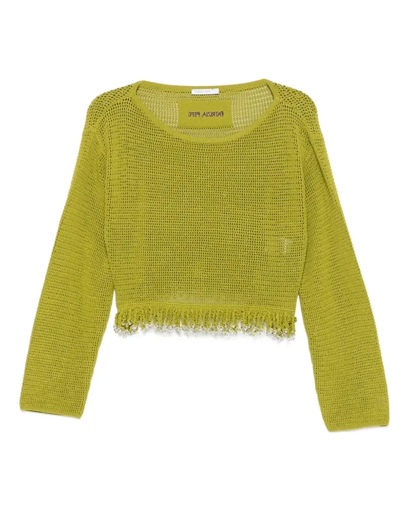 Patrizia Pepe bead-embellished crochet-knit sweater - Grün Grün