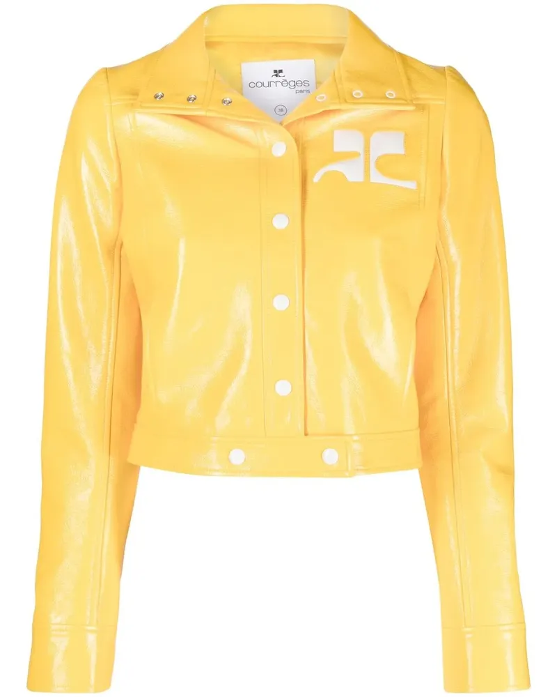 Courrèges Cropped-Jacke mit Logo-Patch - Gelb Gelb