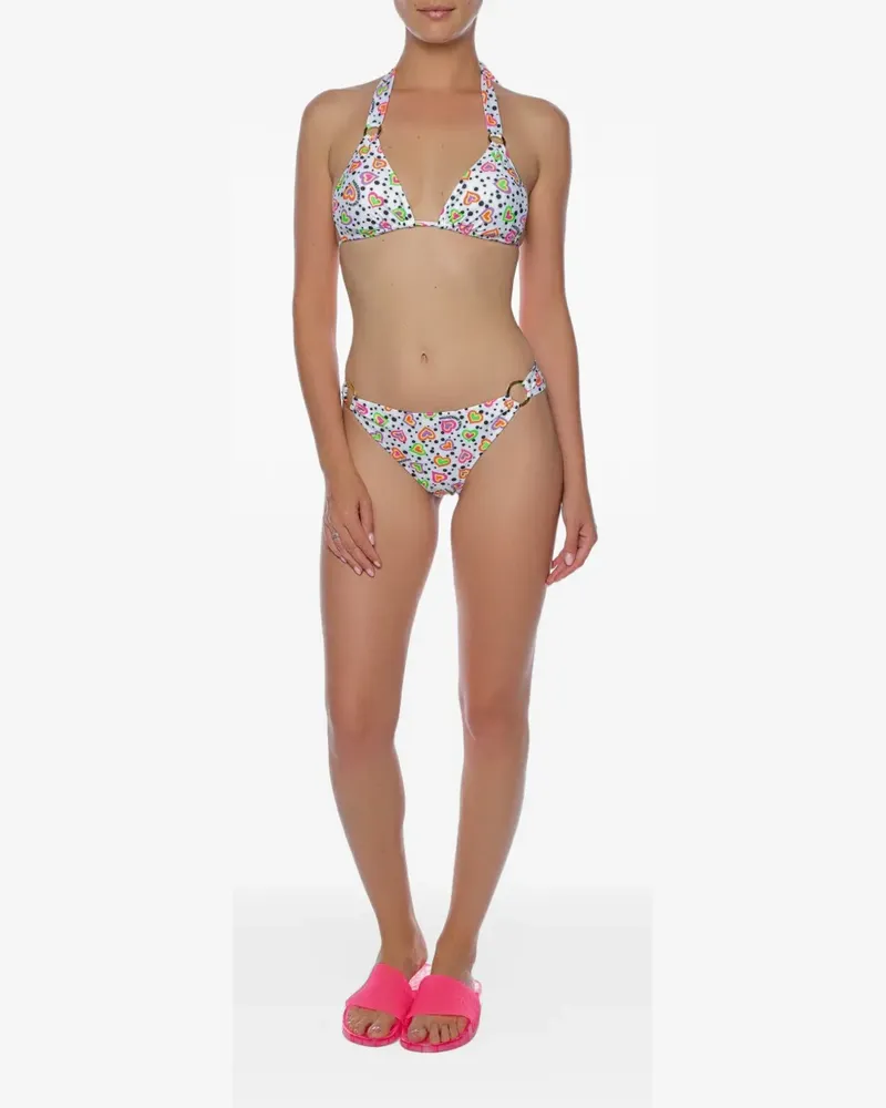 Moschino heart-print ring-detail bikini bottoms - Weiß Weiß