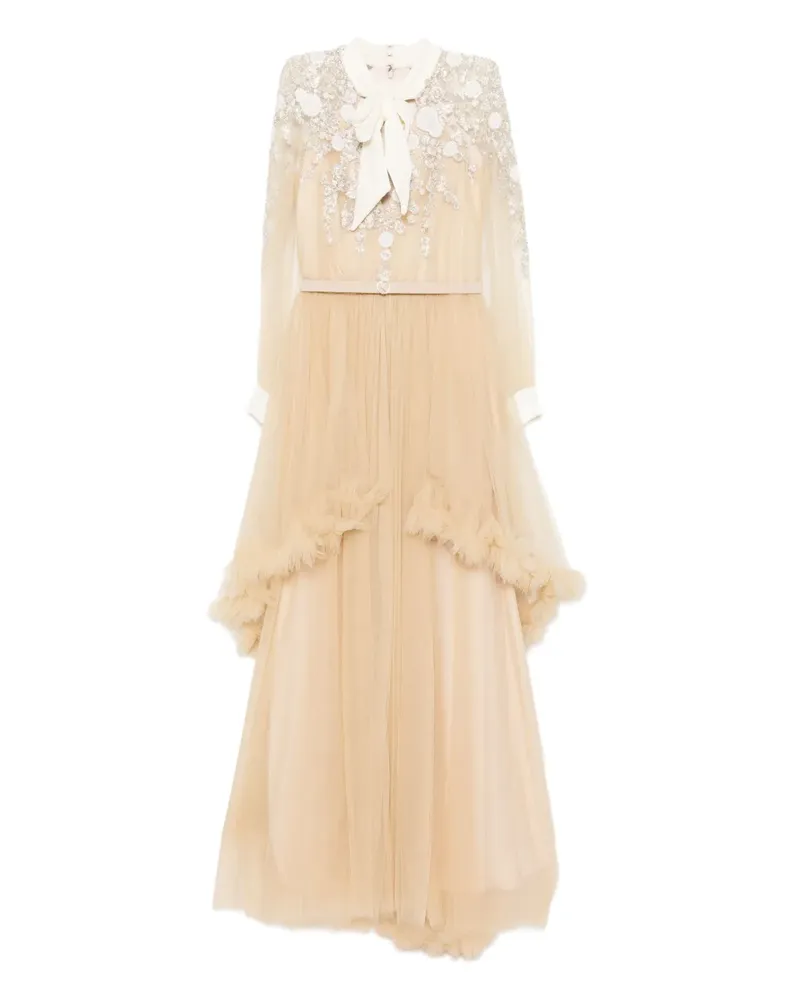 Saiid Kobeisy Langes Circles Kleid mit Stickerei - Nude Nude