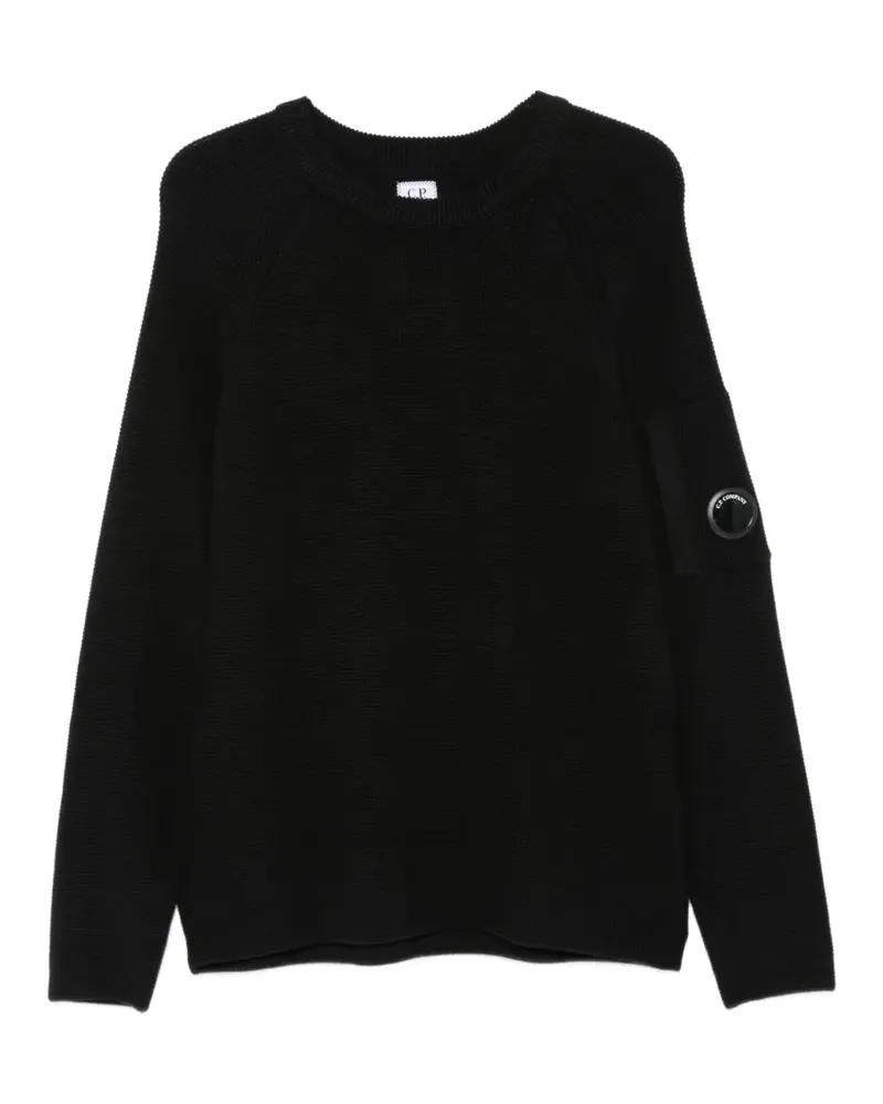 C.P. Company Pullover mit Raglanärmeln und Linsen-Detail - Schwarz Schwarz