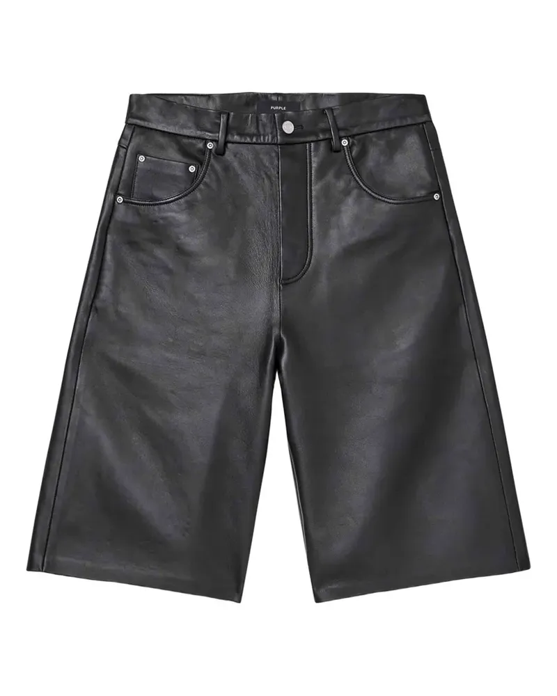 PURPLE BRAND leather bermuda shorts - Schwarz Schwarz