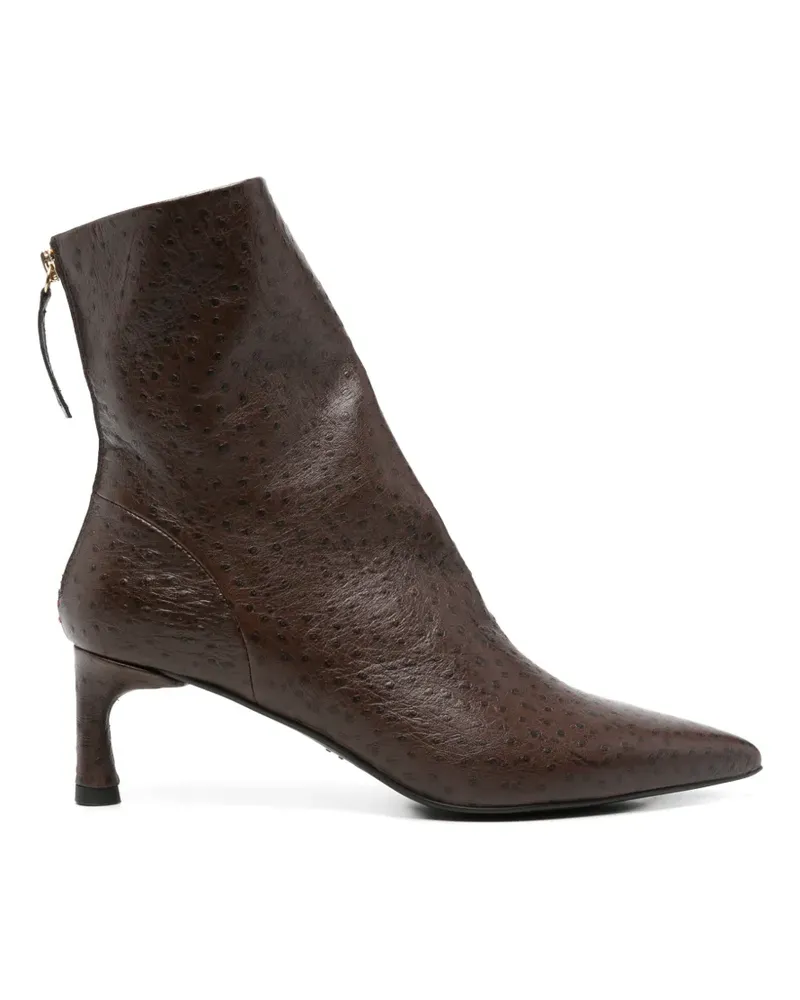 HALMANERA Stiefeletten mit Straußen-Effekt - Braun Braun