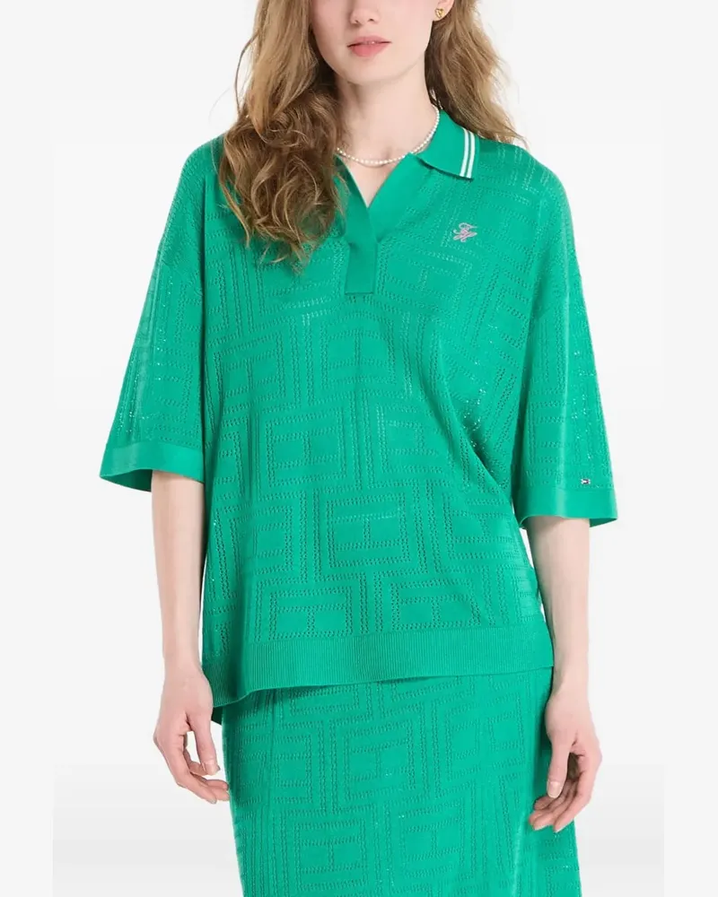 Tommy Hilfiger geometric-pattern polo shirt - Grün Grün