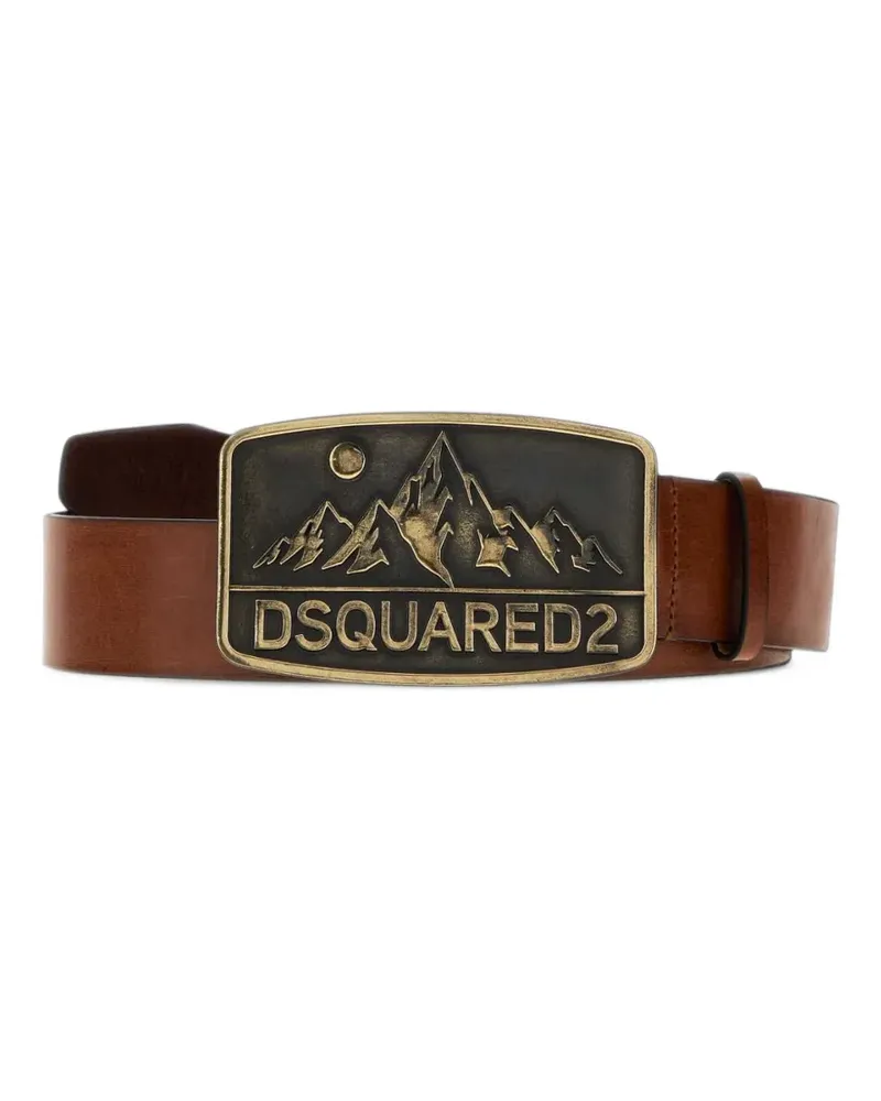 Dsquared2 logo-plaque leather belt - Braun Braun