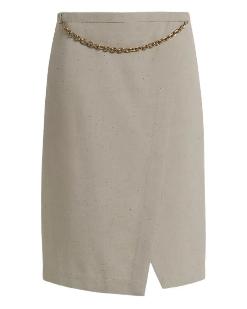 Alberta Ferretti slit-detail midi skirt - Nude Nude
