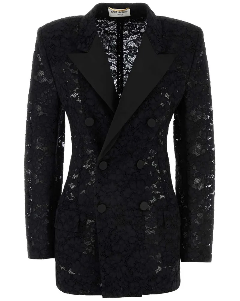 Saint Laurent Doppelreihiger Smoking-Blazer - Schwarz Schwarz