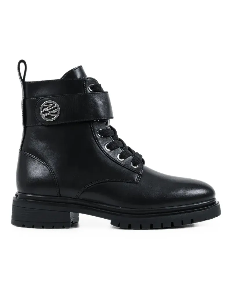 Karl Lagerfeld Bikerstiefel mit Logo-Schild - Schwarz Schwarz