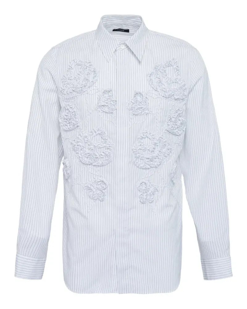 TAAKK Streifenhemd mit Blumenapplikation - Weiß Weiß